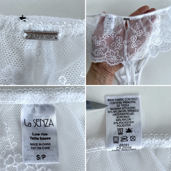 White Mesh and Lace Thong with Bows - Picture 16 of 16